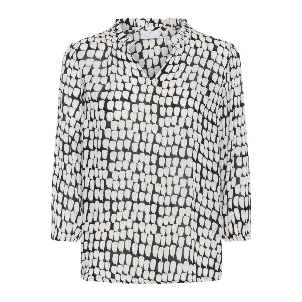Kaffe Women's Beige Blouses,, Amber Blouse Black_sand Graphic Dot 3XL