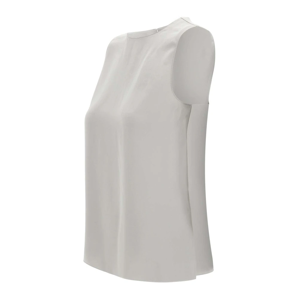 Theory Zijden Georgette Mouwloze Top Grijs Gray Dames