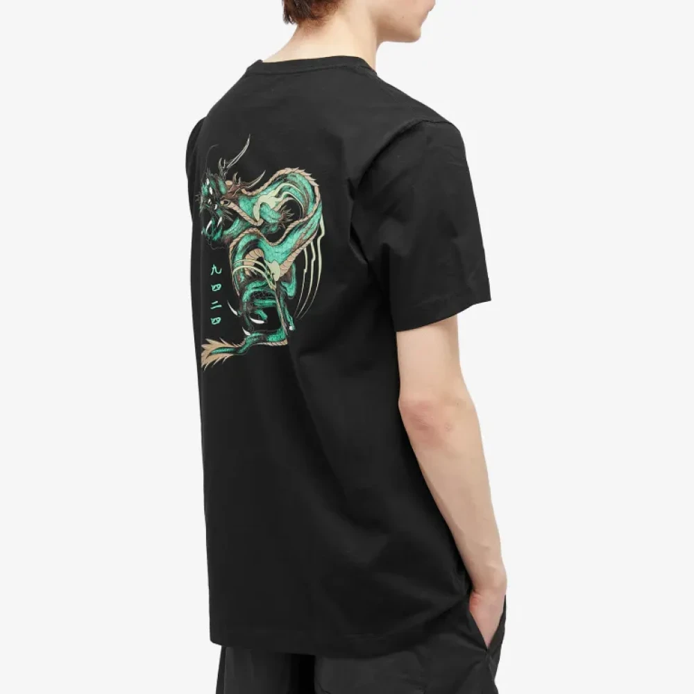 Maharishi Bamboe T-shirt Zwart Grafische Print Black Heren