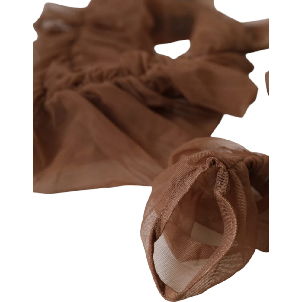 Dolce & Gabbana Bruine Vingerloze Ellebooglengte Handschoenen Brown Dames