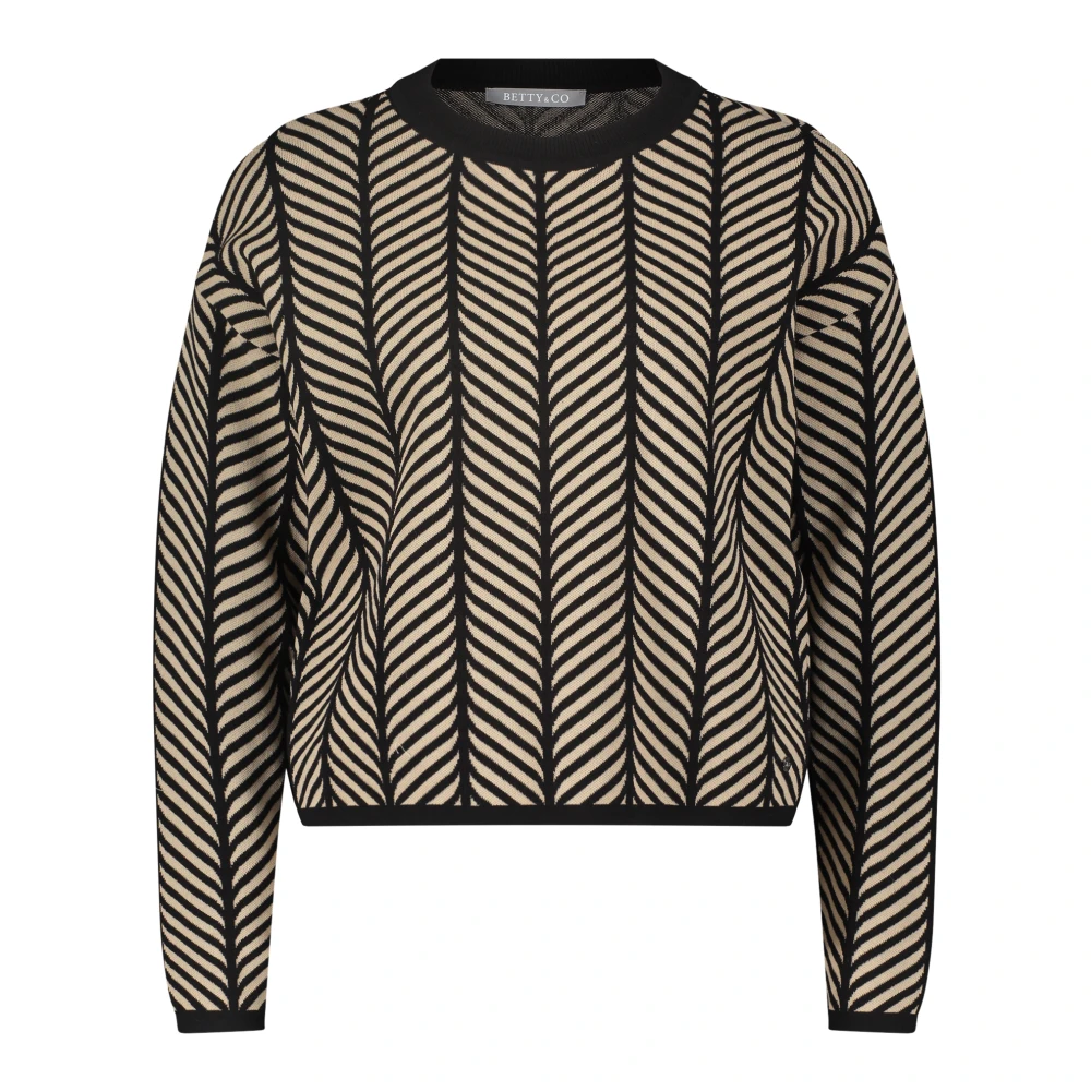 Betty & Co Jacquard Gebreide Trui Black Dames