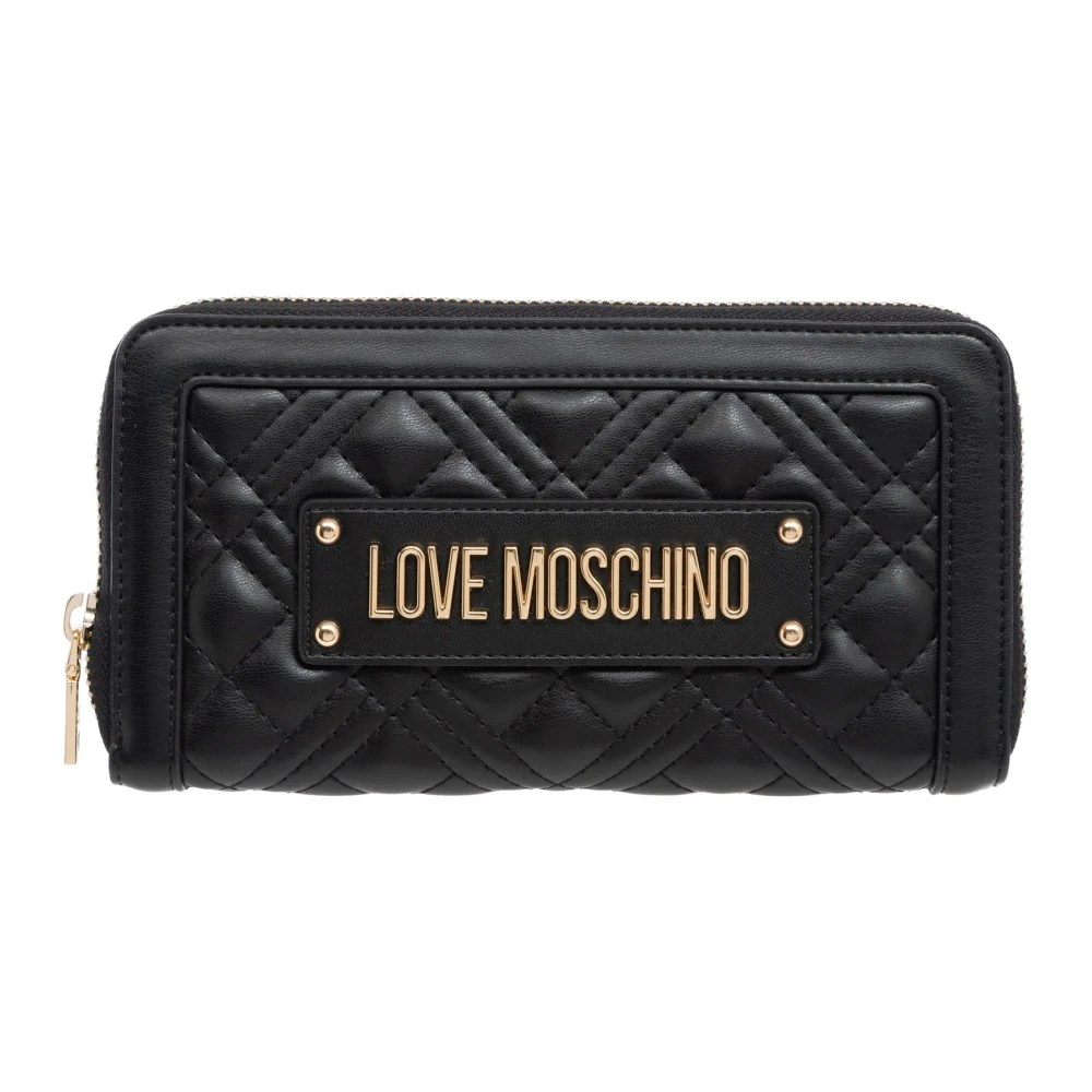 Love Moschino Plånbok med dragkedja, logotyp och kortplatser Black, Dam