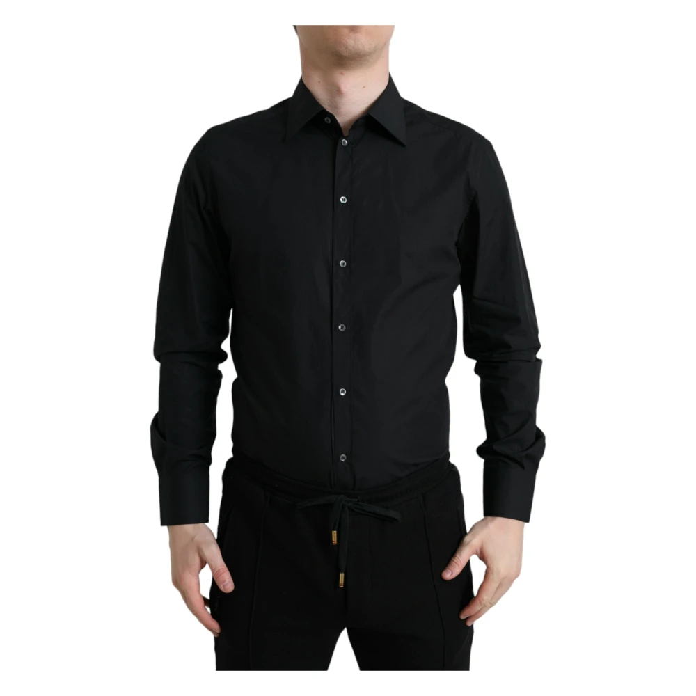 Dolce & Gabbana Luxe Zwarte Slim Fit Overhemd Black Heren