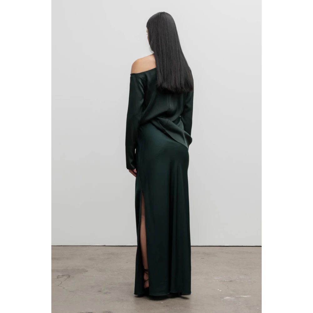 Ahlvar Gallery Zijden lange rok met hoge split Green Dames