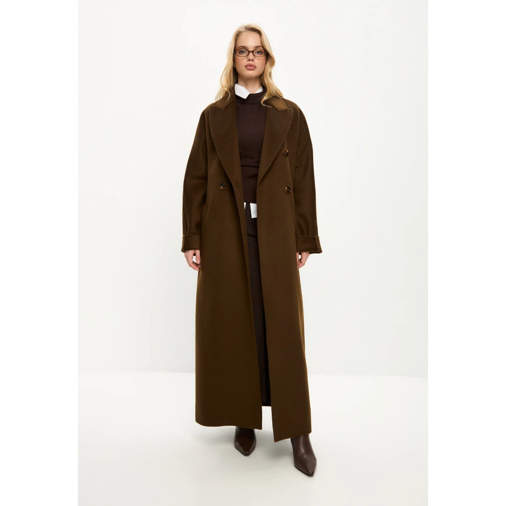 Cesare Gaspari Klassieke Luxe Lange Jas Rosie Bruin Brown Dames