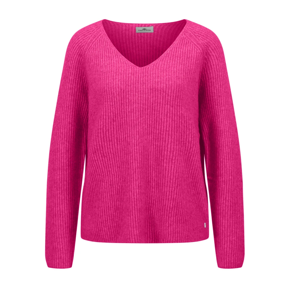 FYNCH-HATTON V-Neck Melange Pullover Sweater Pink Dames