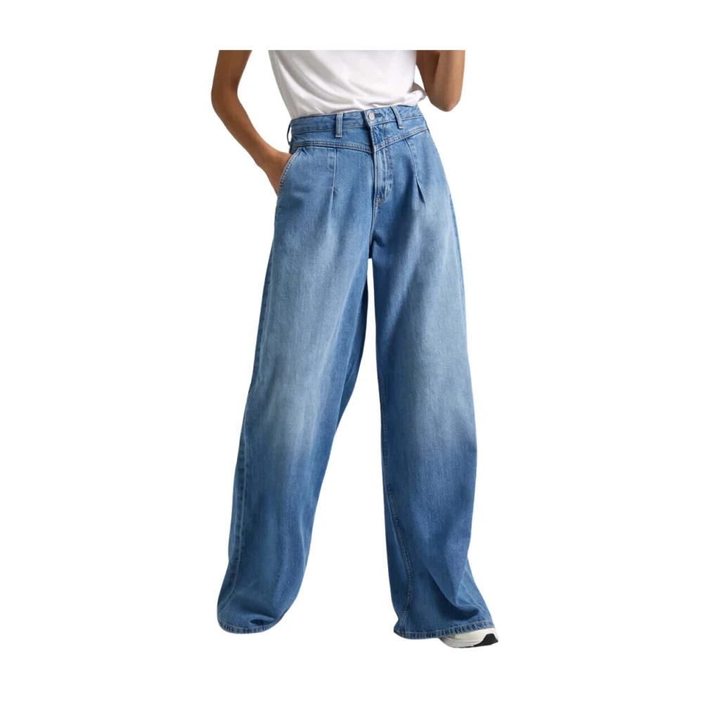 Pepe Jeans Hoge Taille Wide Leg Denim Jeans Blue Dames