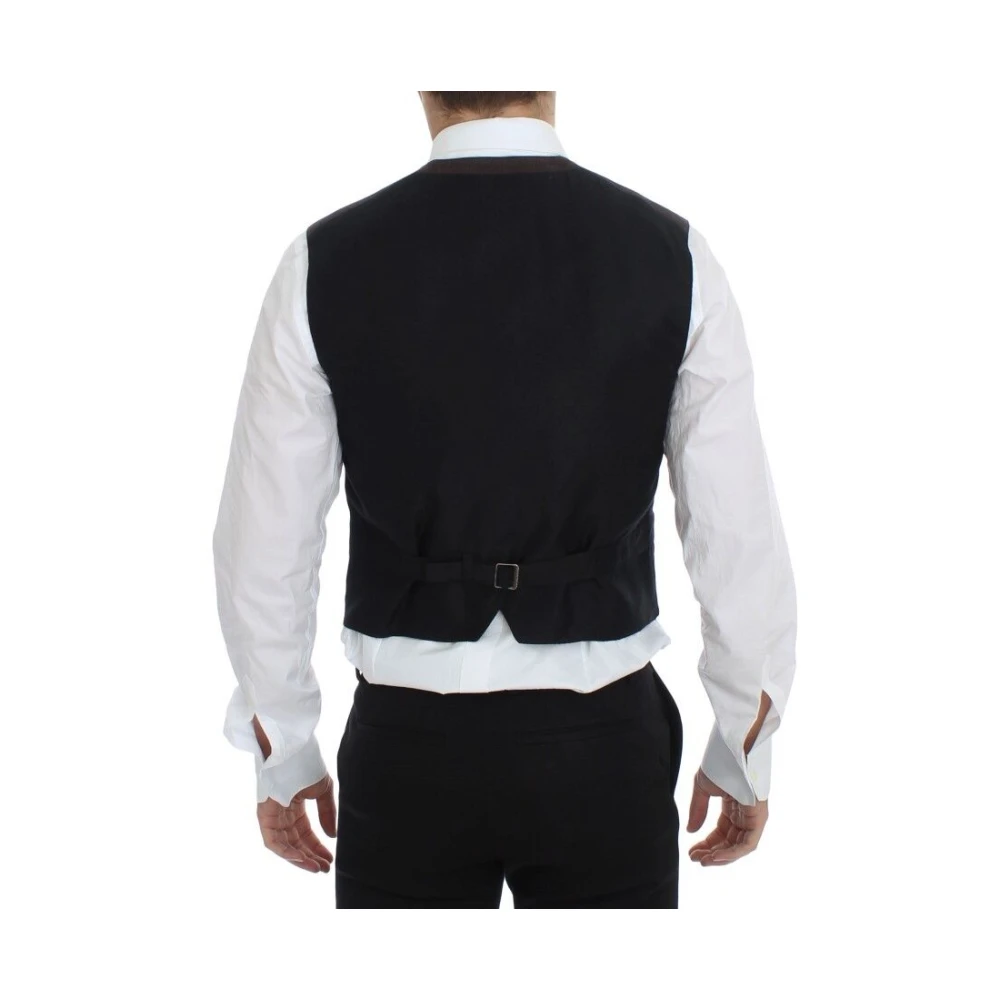 Dolce & Gabbana Elegante Bruine Katoenmix Vest Brown Heren