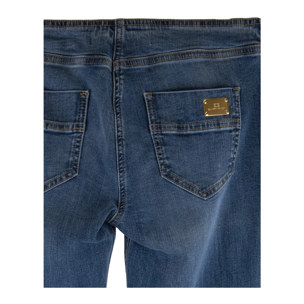 Elisabetta Franchi Ritssluiting Knoop Dames Jeans Blue Dames