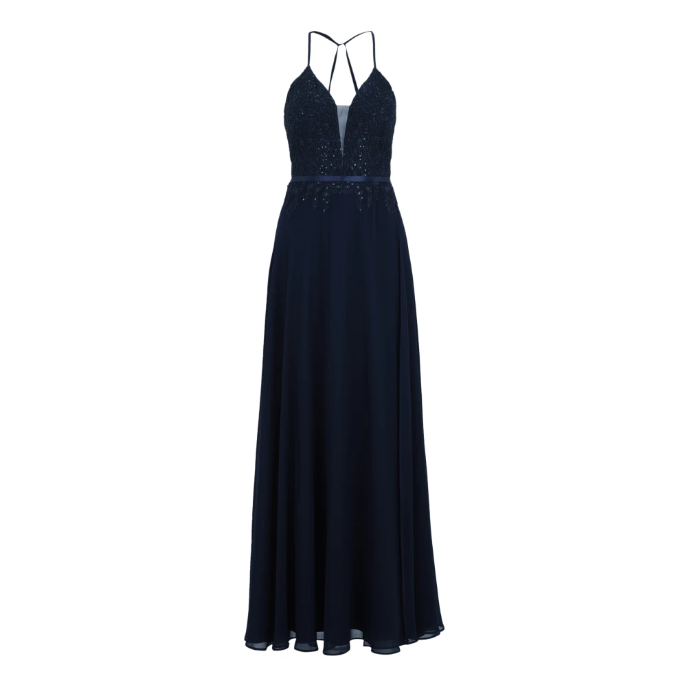 Vera Mont Elegante Geborduurde Avondjurk Blue Dames