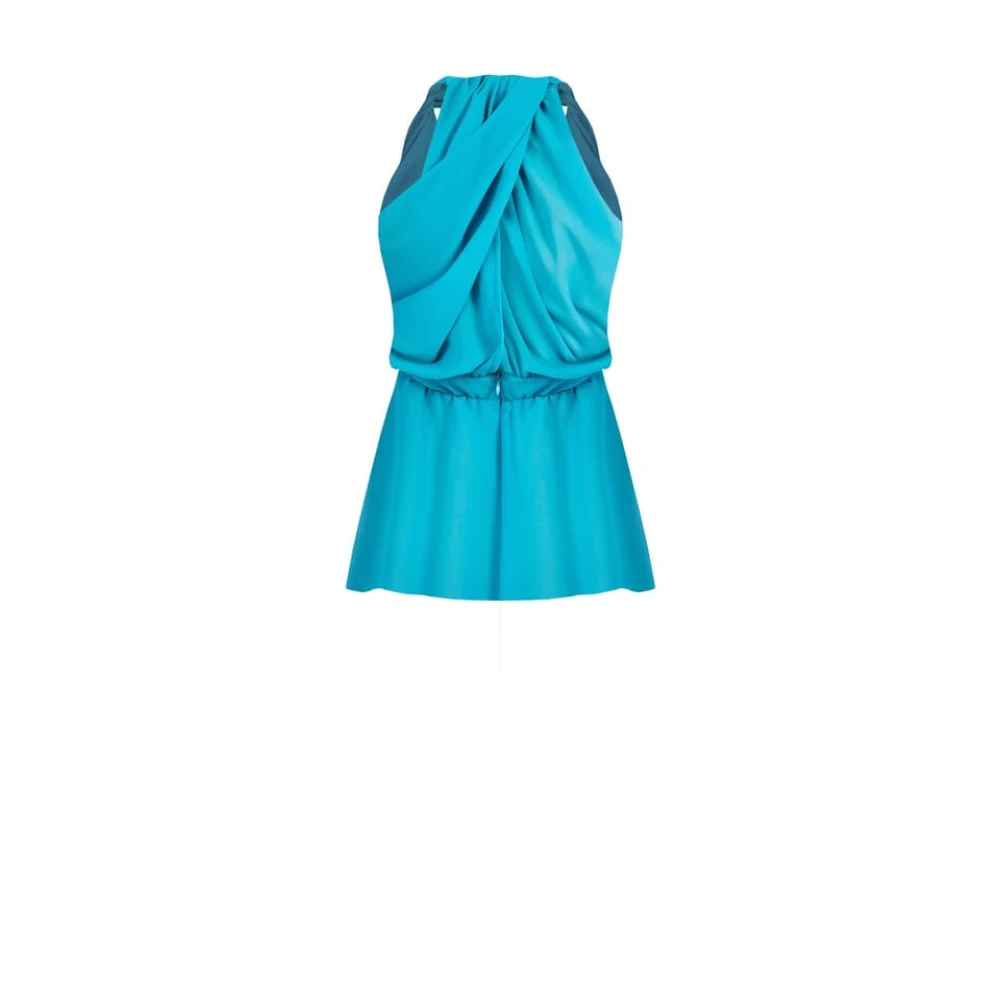 RINASCIMENTO Bloemenbroche Georgette Top Blue Dames