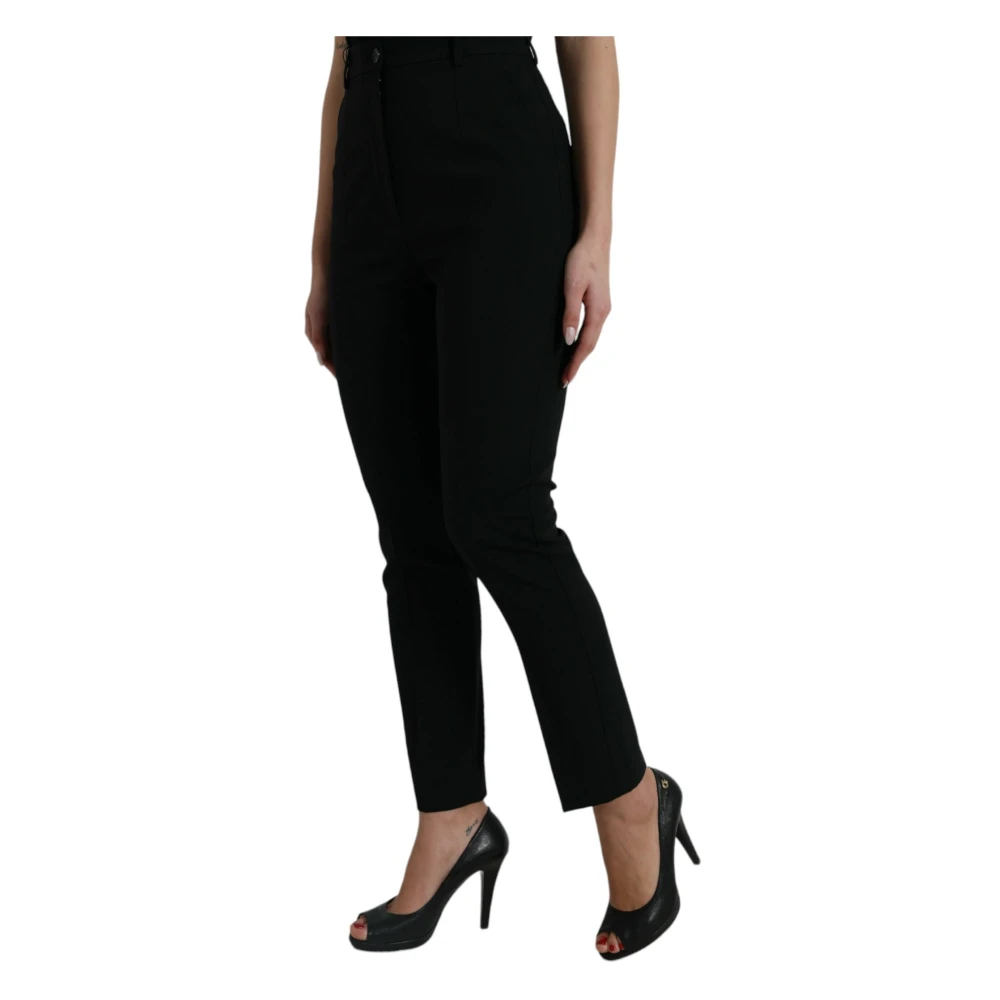 Dolce & Gabbana Elegante High Waist Tapered Broek Black Dames