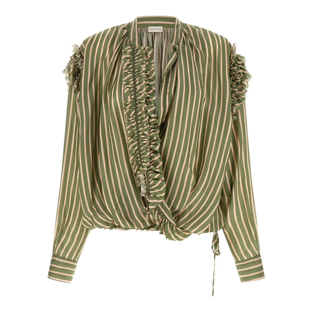 Dries Van Noten Women's Green Blouses, M, Cenever Bis Cupro Shirt