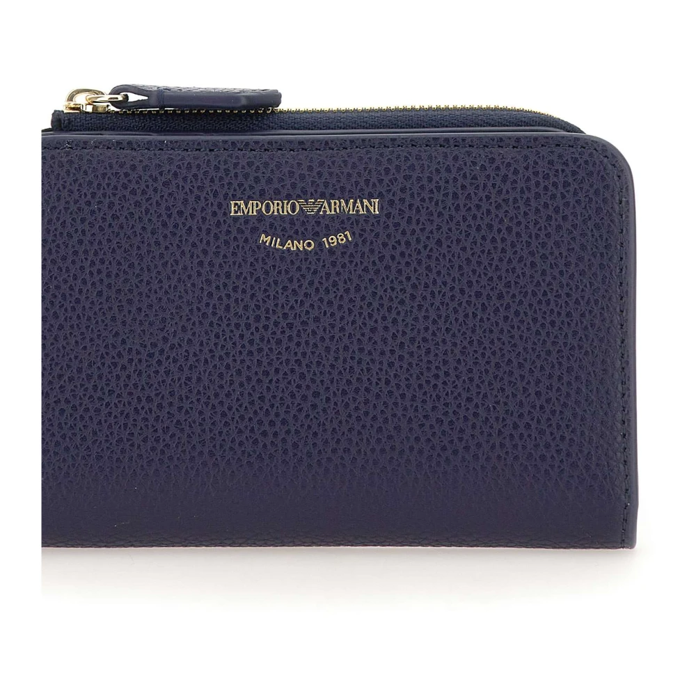 Emporio Armani Vegan Leren Portemonnee met Meerdere Compartimenten Blue Dames