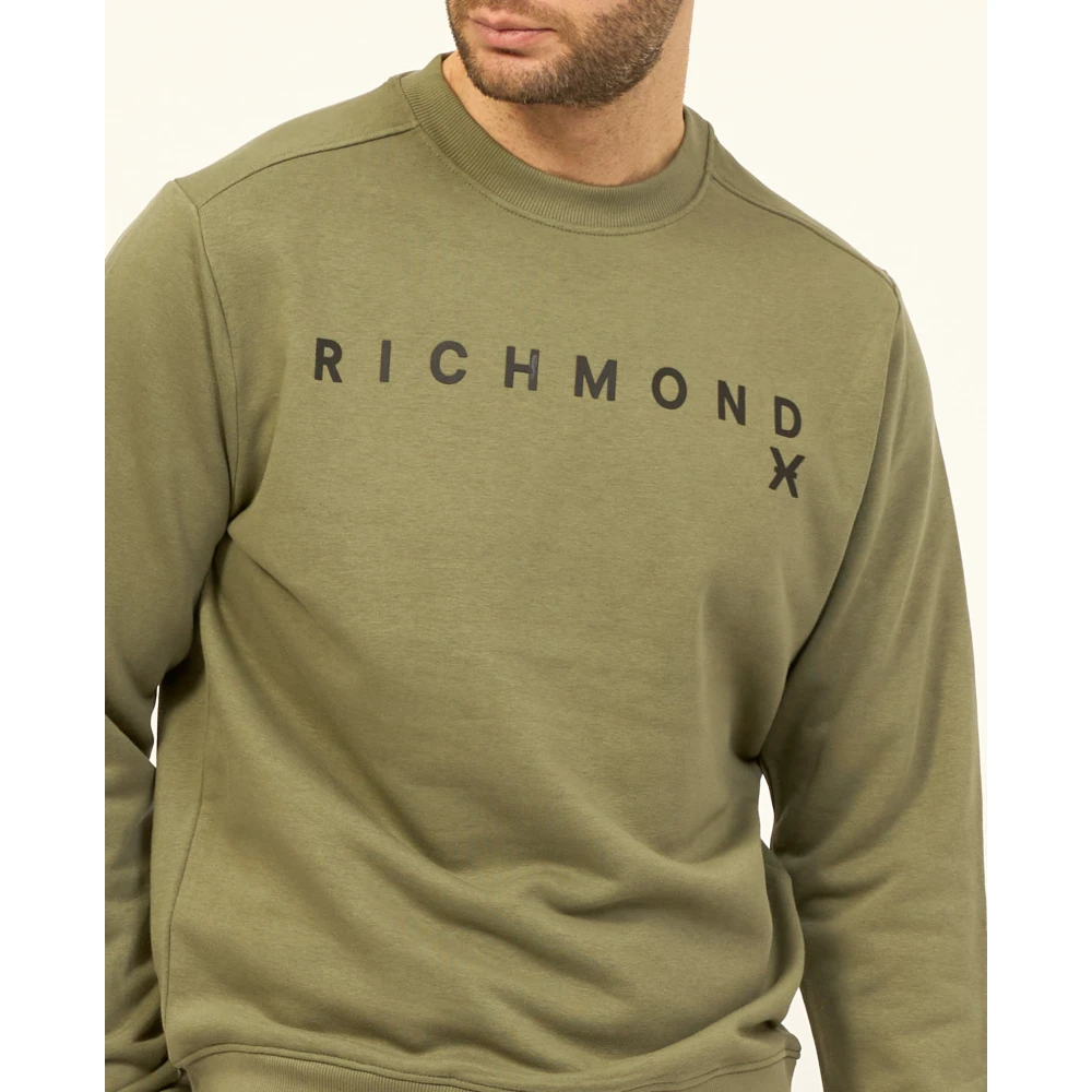 Richmond Groene Katoenen Crewneck Logo Sweater Green Heren