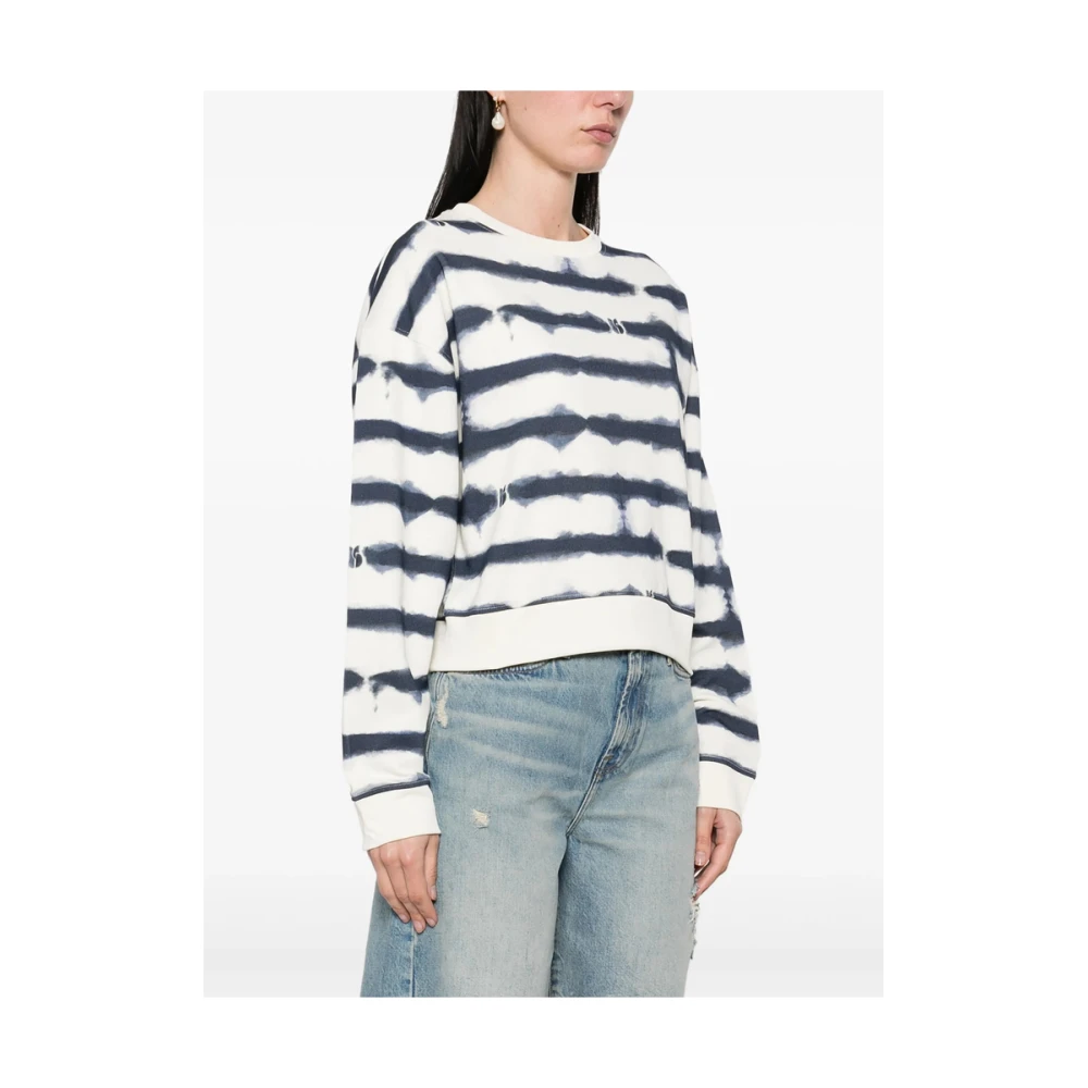 BA&SH Navy Blauw Gestreepte Sweater met Ronde Hals White Dames