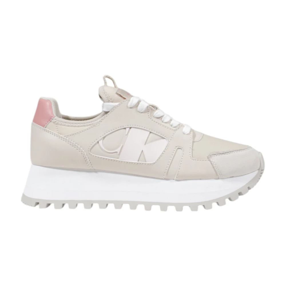 Calvin Klein Jeans Women's Beige Sneakers,, Spring/Summer Trainers Collection Size 6 Uk