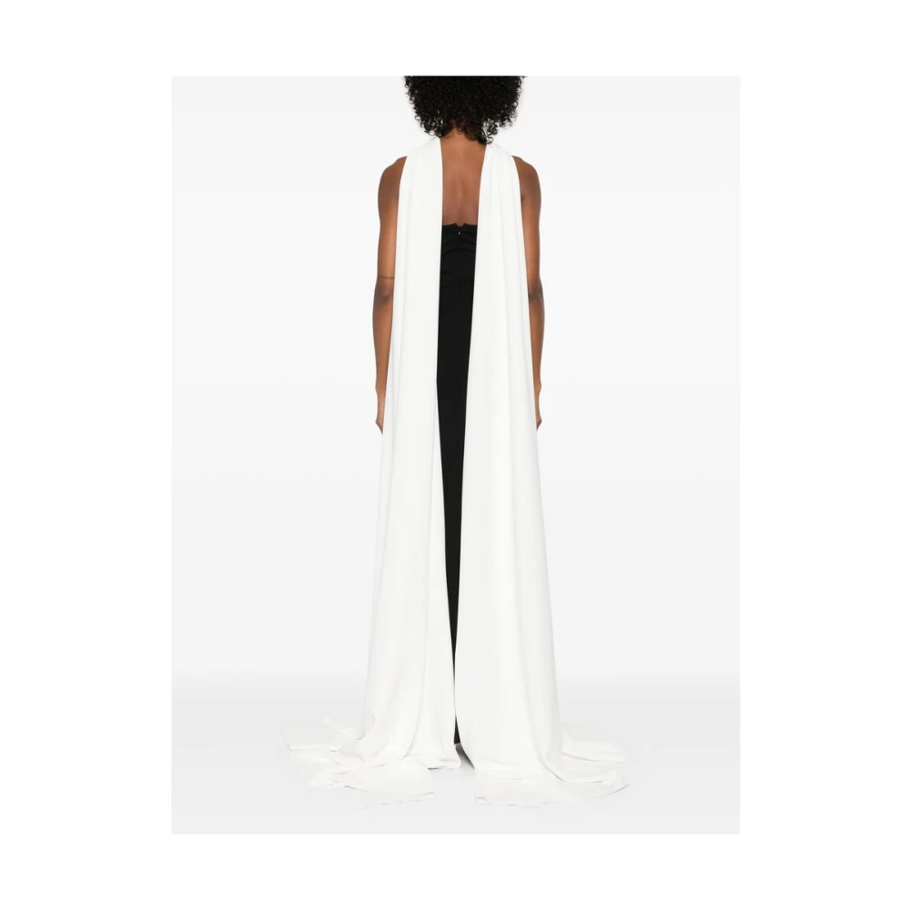 Solace London Zwarte Column Jurk met Sjaal Detail Black Dames