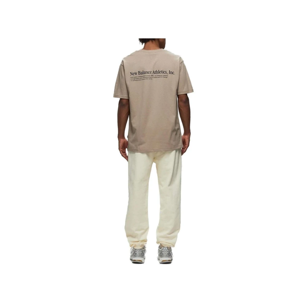 New Balance Beige Katoenen Crew Neck Tee Beige Heren