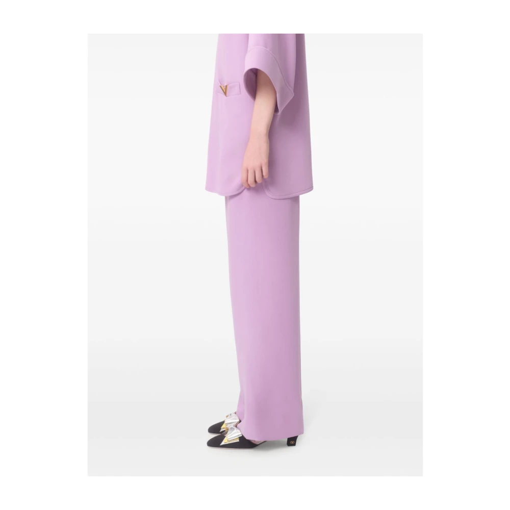 Valentino Lila Zijden Flared Broek Purple Dames