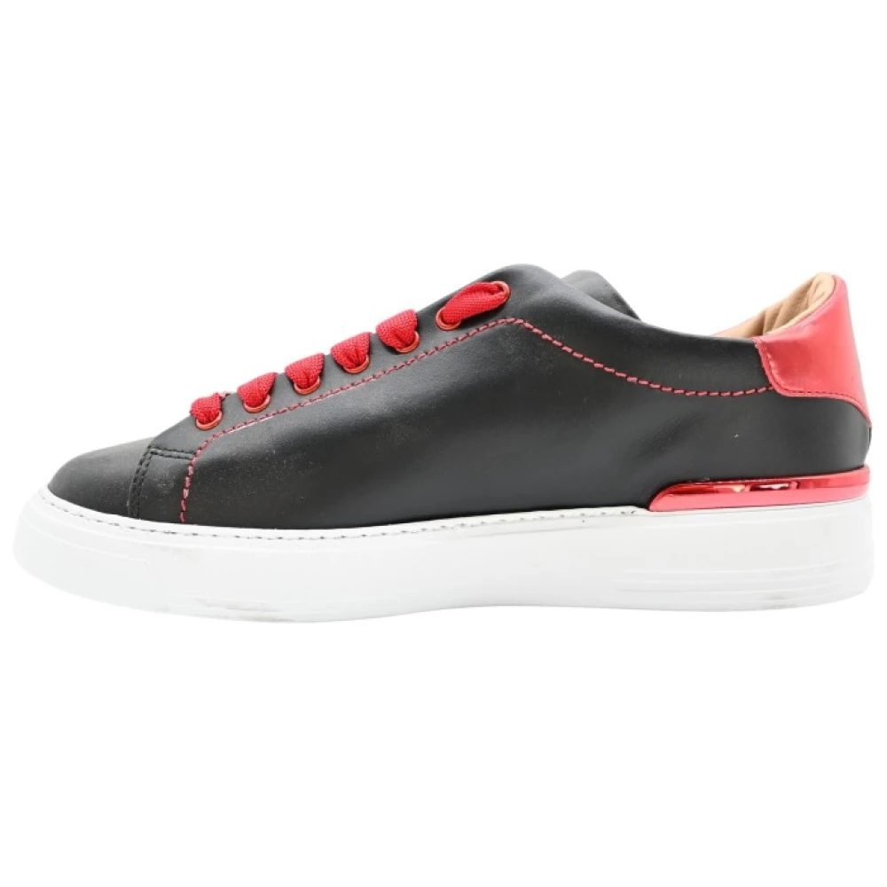 Philipp Plein Zwarte en Rode Metalen Sneakers Multicolor Heren