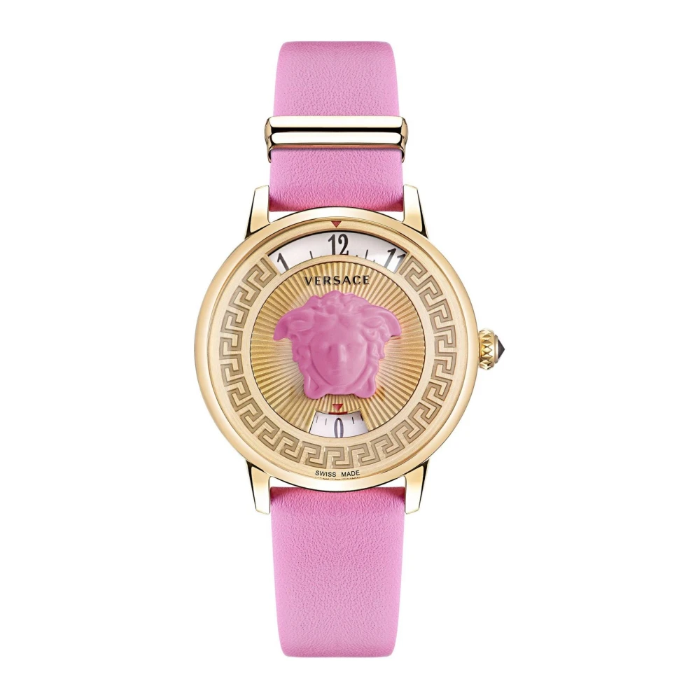 Versace Women's Pink/Gold Medusa Icon Leather Watch