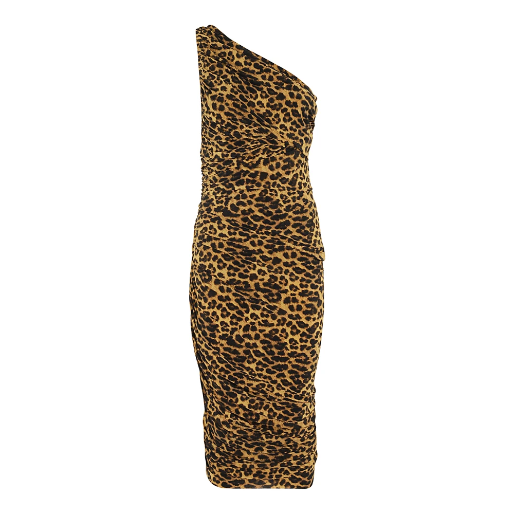 Norma Kamali Elegante Diana Jurk tot Knie Brown Dames