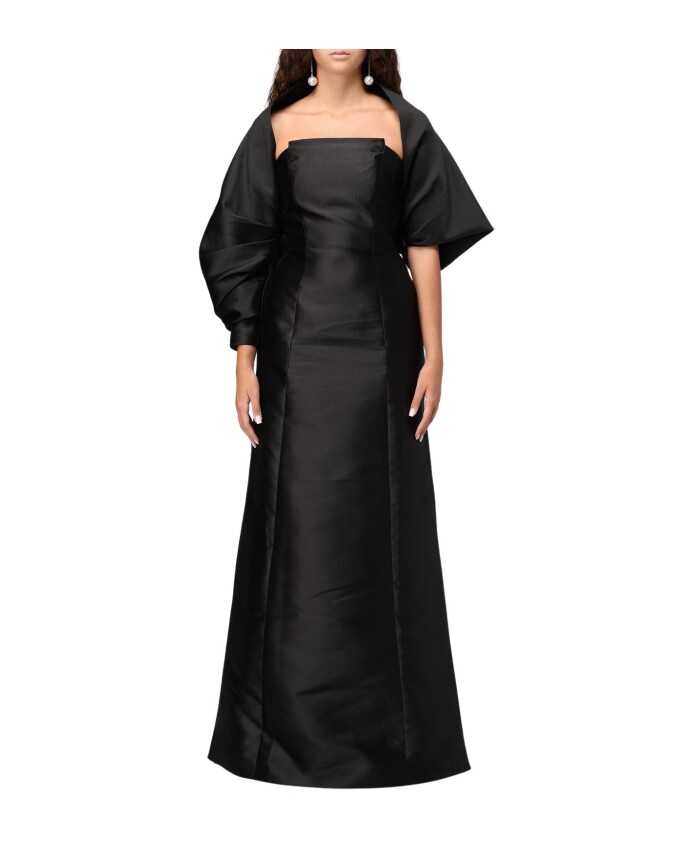 robe-en-satin-noir-avec-veste-drapee