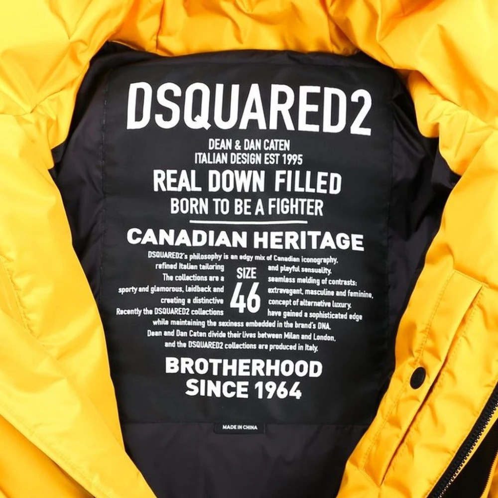Dsquared2 Gele Nylon Donsjas Met Capuchon Yellow Heren