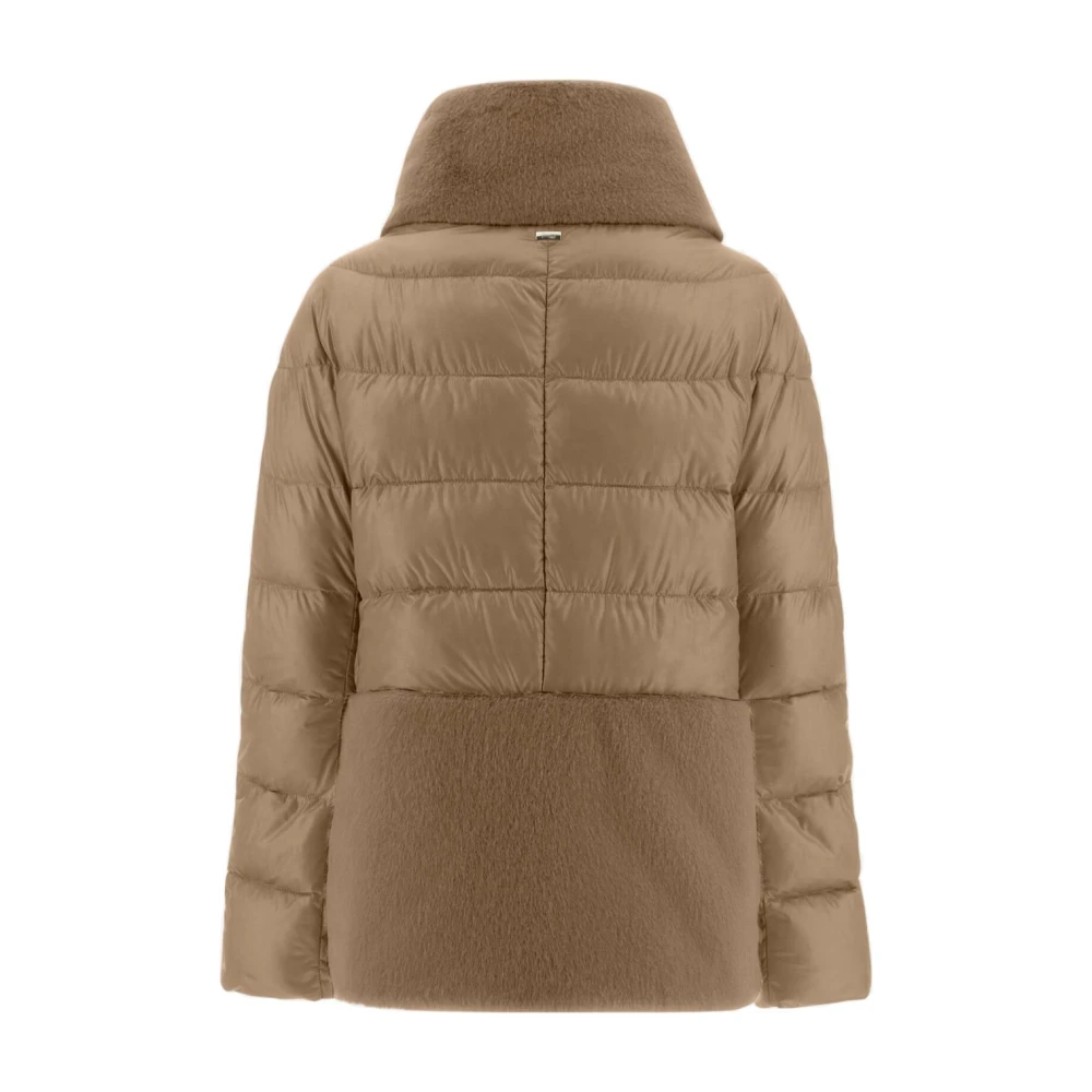 Herno Eco-bont afwerking pufferjas oversized Brown Dames