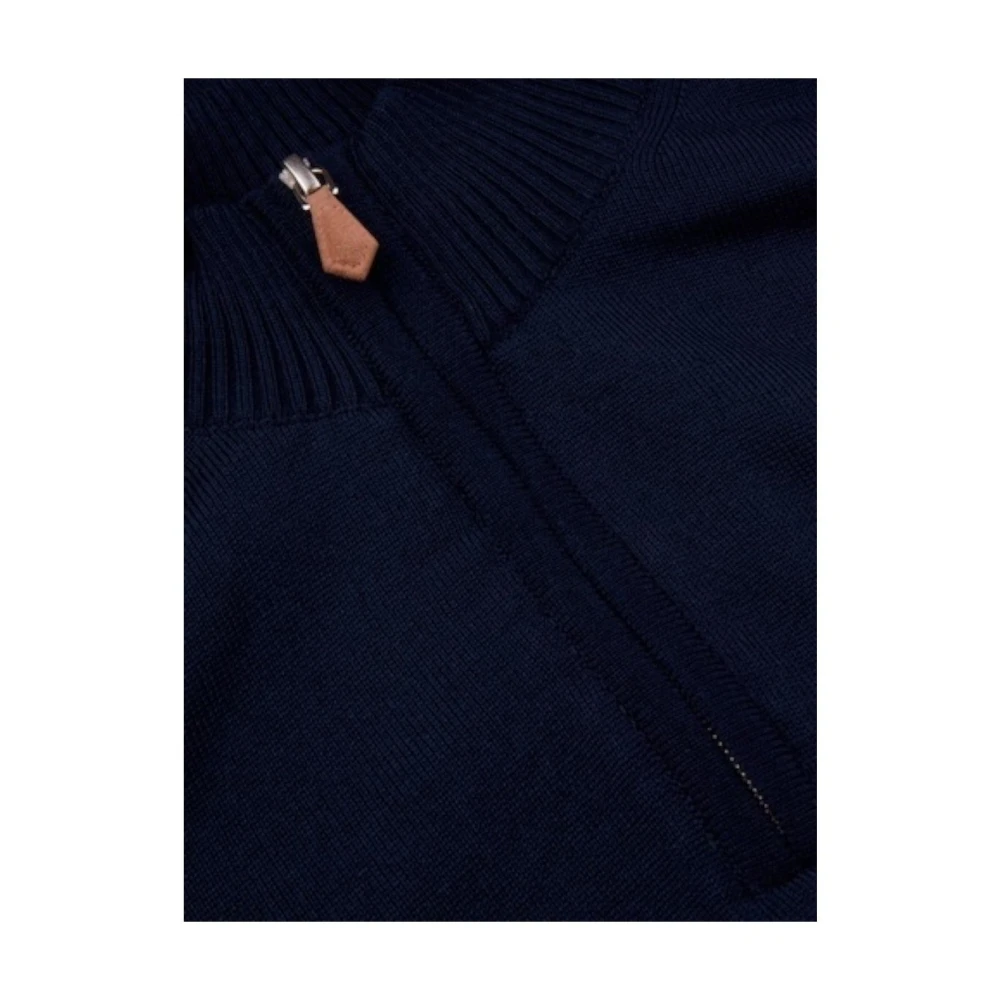 Stenströms Klassieke Merinowol Half Zip Sweater Blue Heren