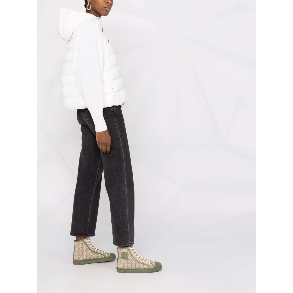 BRUNELLO CUCINELLI Witte Gewatteerde Jas met Trekkoord Capuchon White Dames