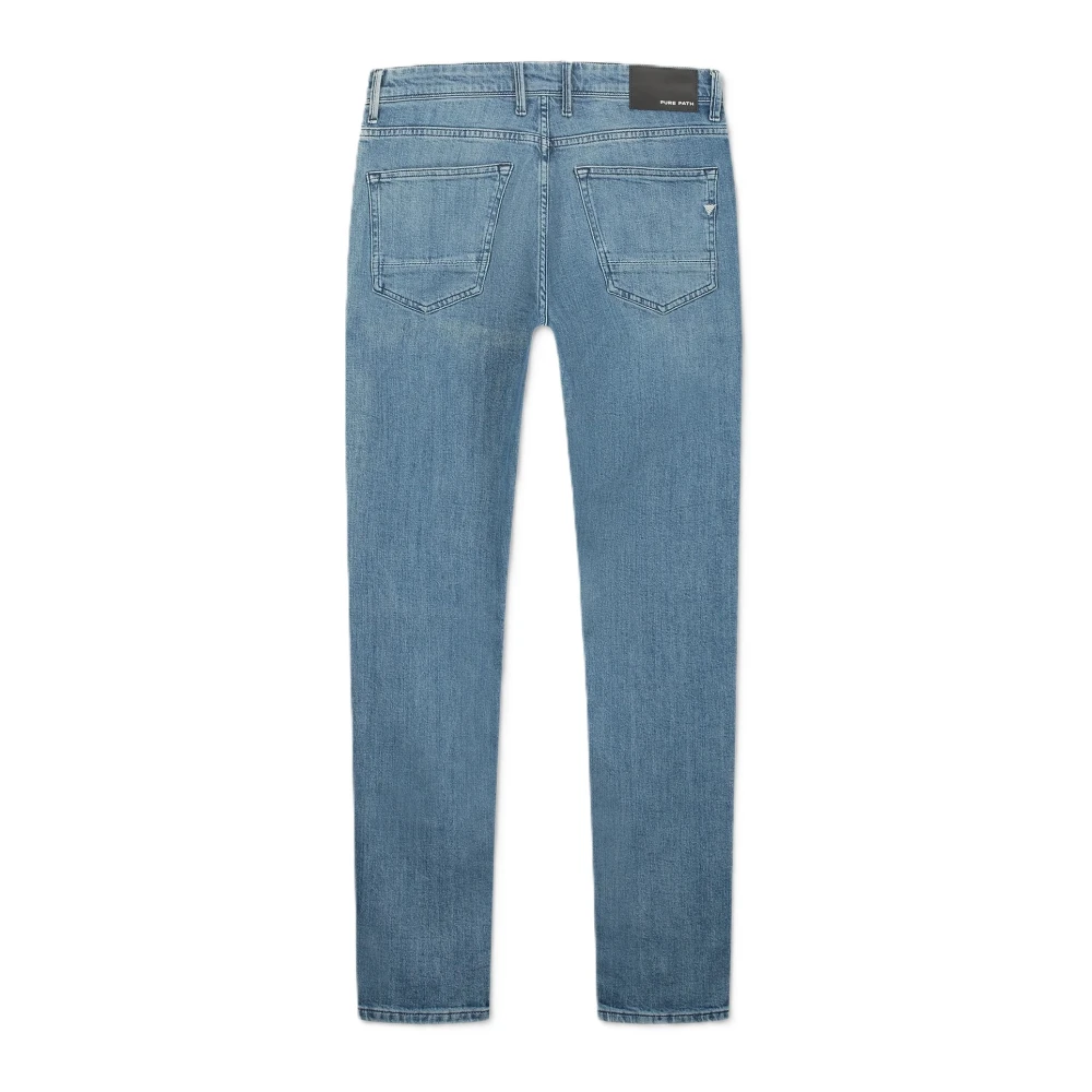 Pure Path Ryan Slim Fit Stone Washed Jeans Blue Heren