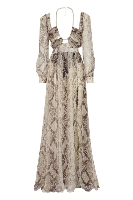Silk Chiffon Long Dress Pitone
