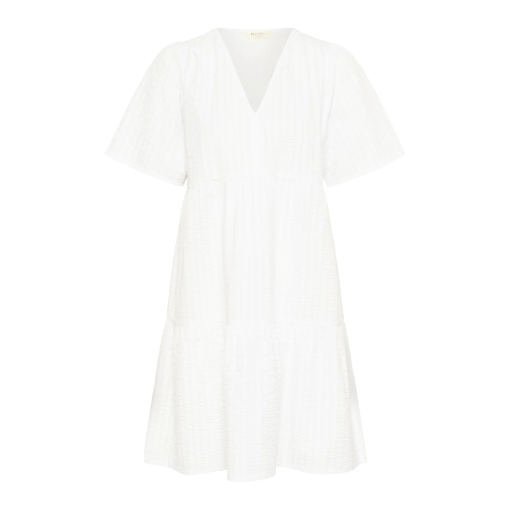 Part Two Women's White Short Dresses, M, Bright Dress With Flounce Skirt