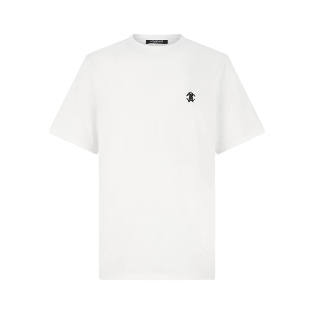 Roberto Cavalli Snake Monogram Cotton T-Shirt - Male - T-Shirts - White - Xl - Tops