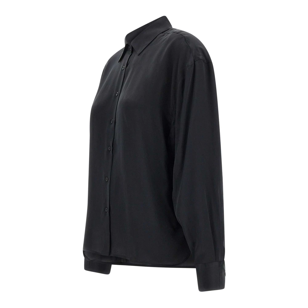 IRO Zijden Zwarte Shirt met Klassieke Kraag Black Dames
