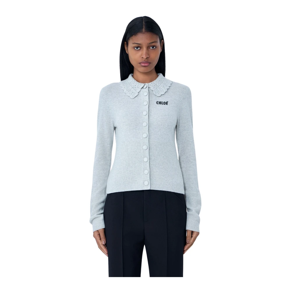 Chloé Women's Gray Logo Cardigan - Cardigans - S - Knitwear