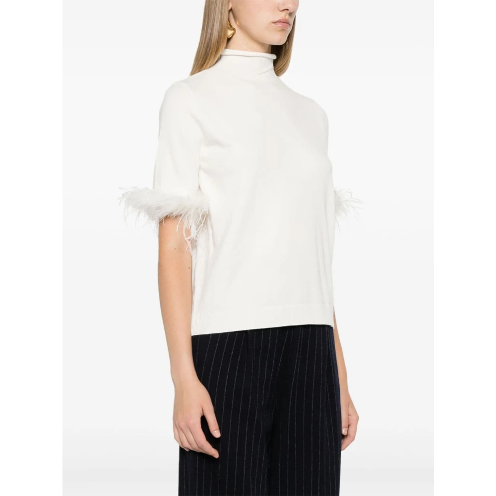 Twinset Truien met verenafwerking en korte mouwen Beige Dames