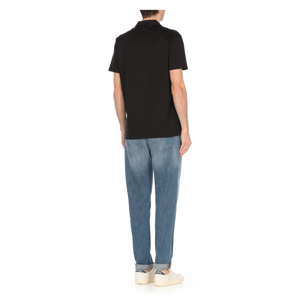 Dondup Zwarte Katoenen Poloshirt Kraag Korte Mouwen Black Heren