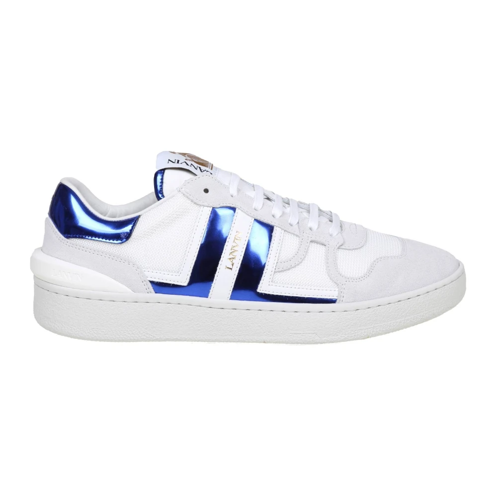 Lanvin Lage sneakers van mesh en suède in wit en blauw White Heren