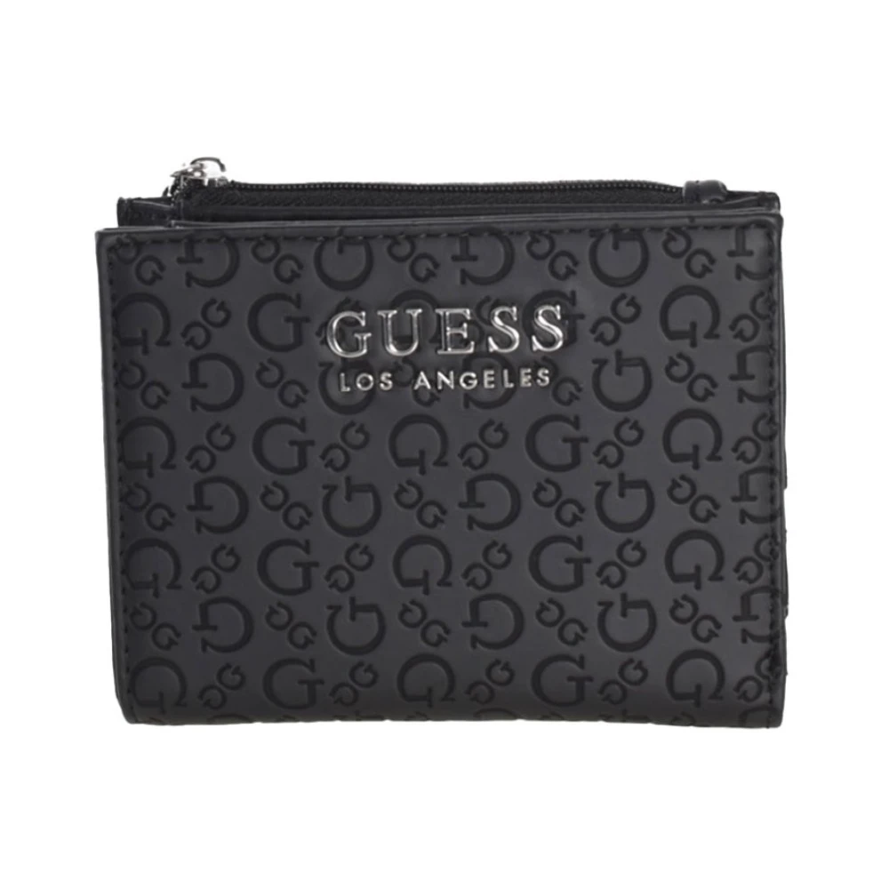 Guess Zwarte PU Leren Portemonnee met Metalen Logo Black Dames