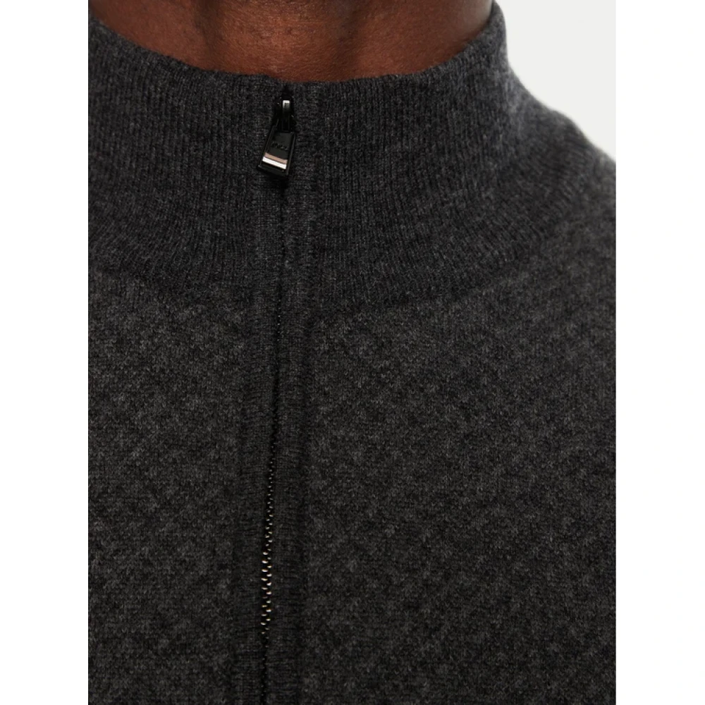 Hugo Boss Zwarte wollen half-zip trui Black Heren