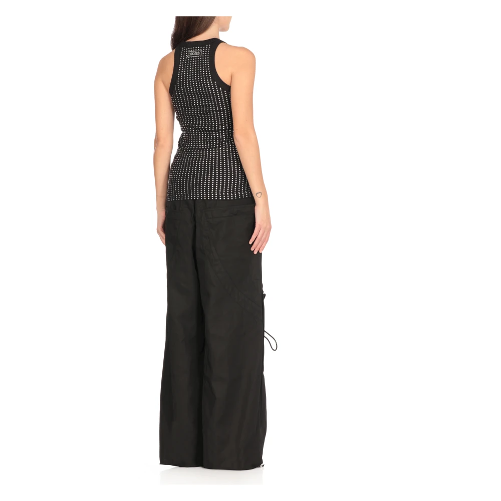 The Attico Zwarte Pailletten Katoenen Top Black Dames