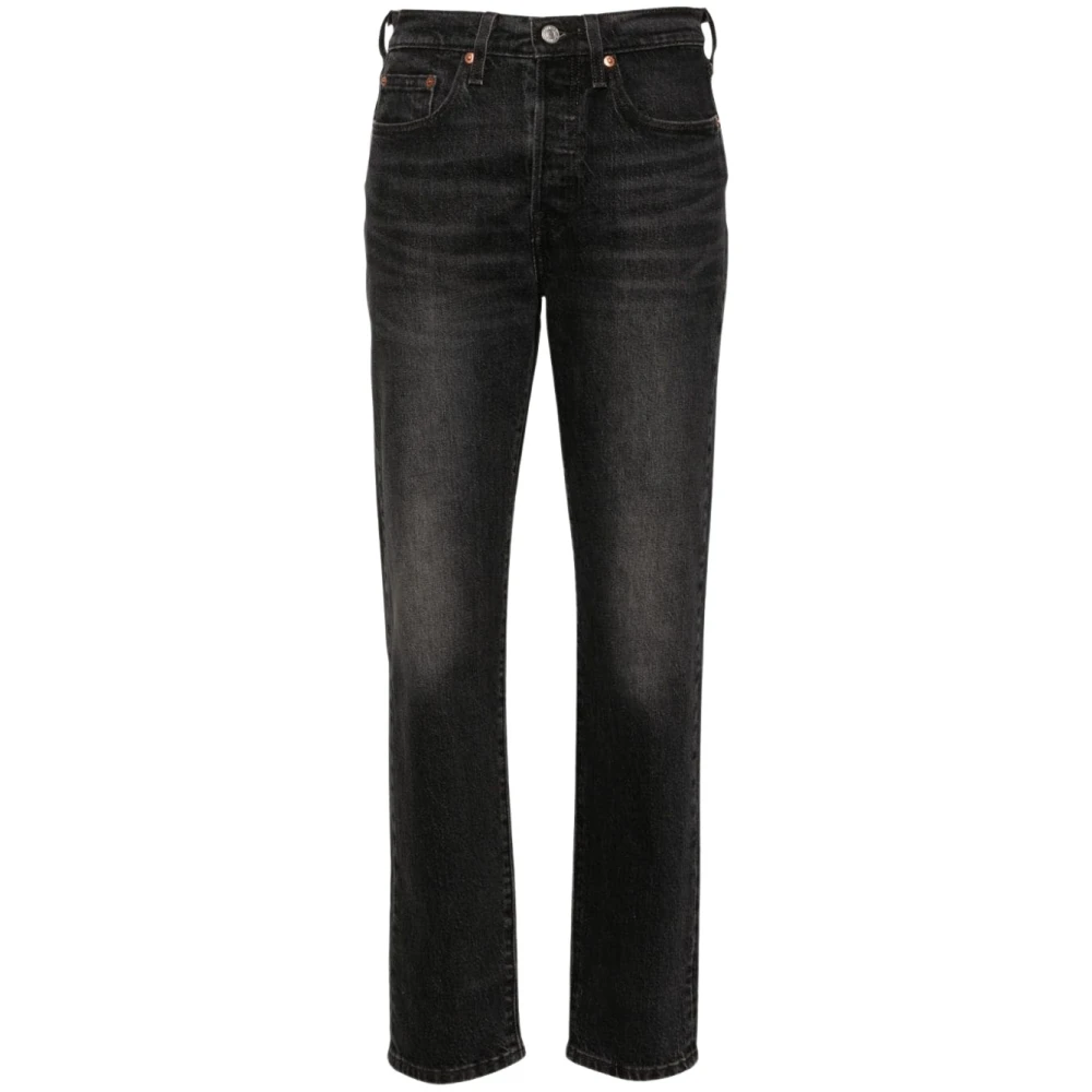 Levi's Svarta Denim Jeans Whiskering Effekt Black, Dam