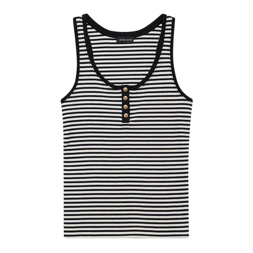 Anine Bing Moderne Henley-geïnspireerde tanktop in zwart room Multicolor Dames