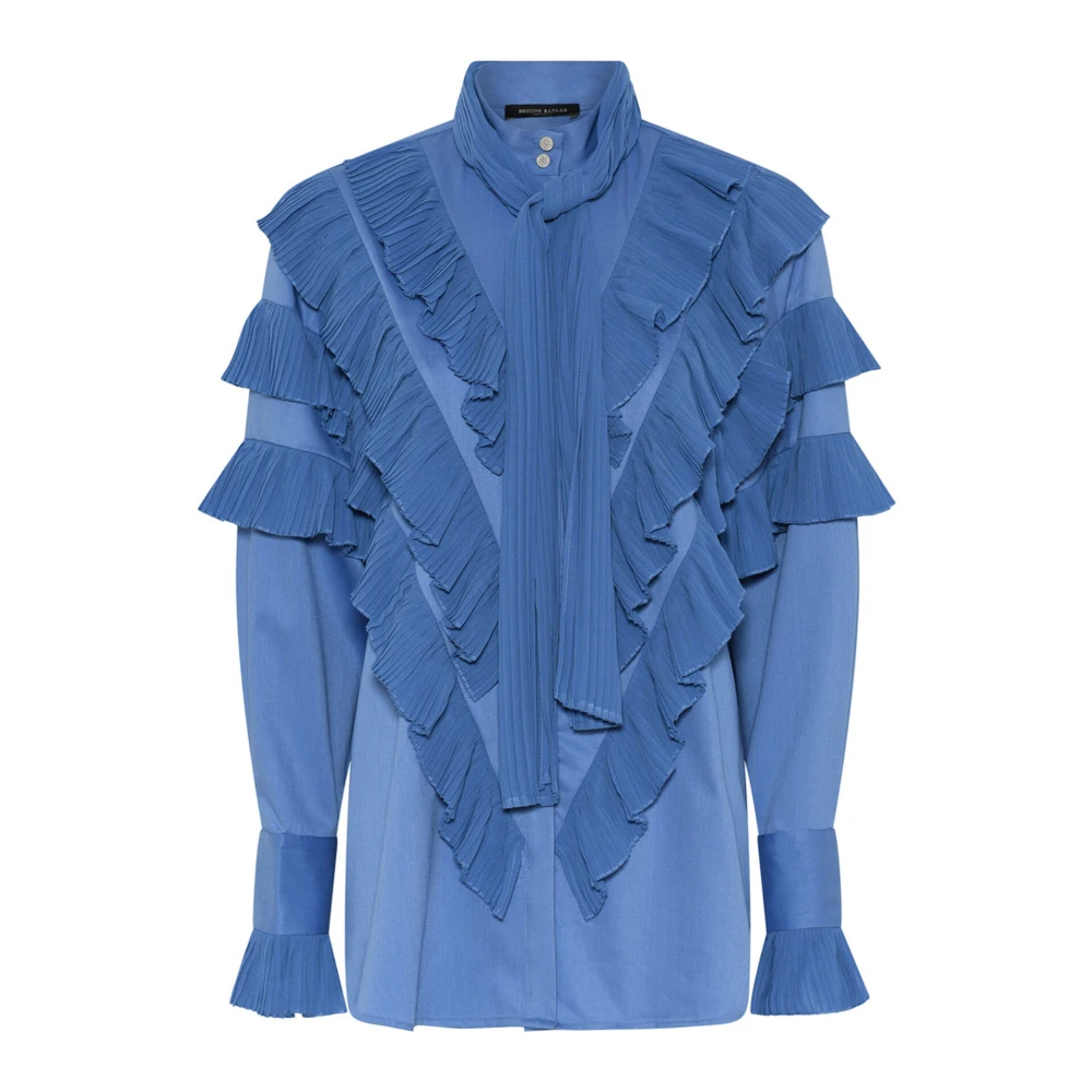 Bruuns Bazaar Plooirok Blouse met Halsband Blue Dames
