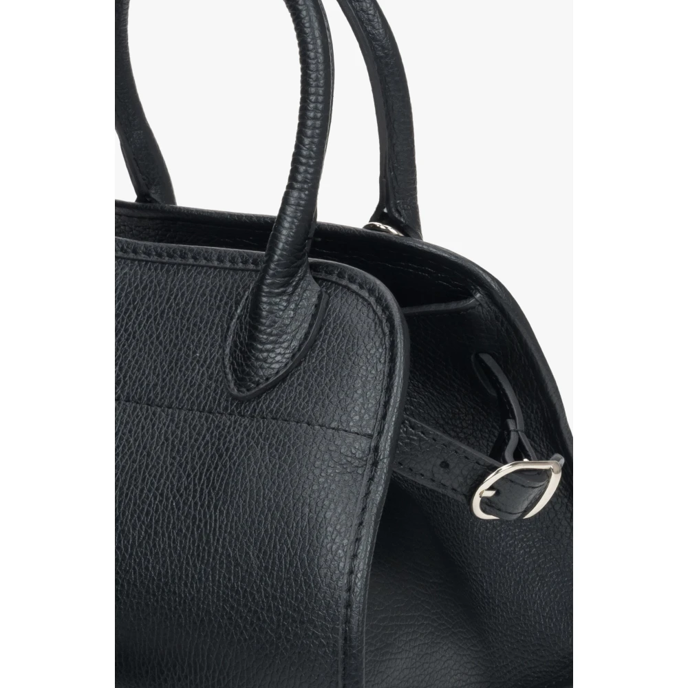 Estro Zwarte Satchel Handtas gemaakt van Premium Italiaans Echt Leer Black Dames