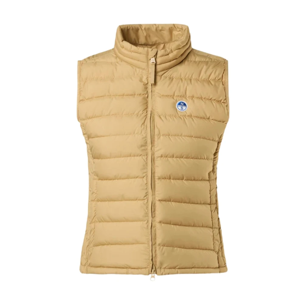 North Sails Vrouw Beige Jassen Dames, S, Polyester, Outdoor Winddicht Gewatteerd Mouwloos Jack