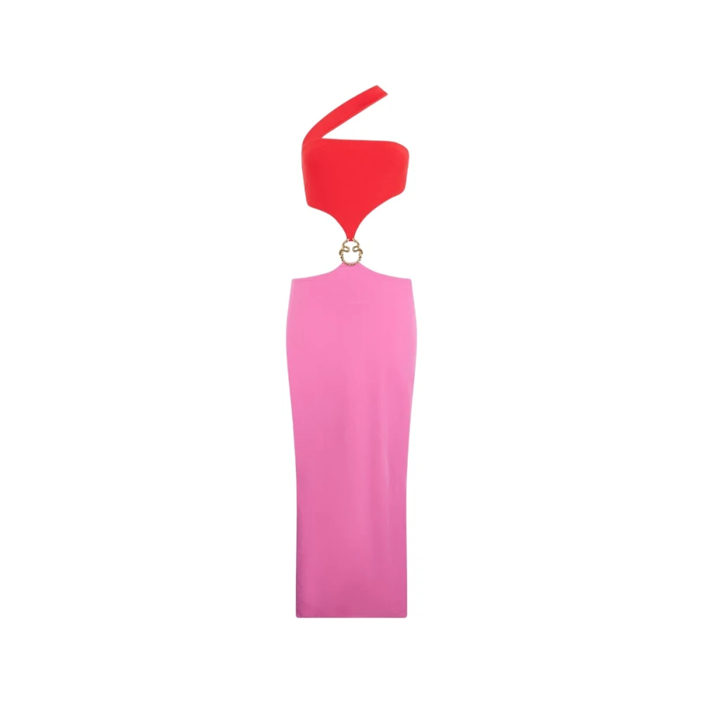 Roberto Cavalli Long Asymmetric Dress With Jewel Detail - Female - Party Dresses - Pink - L - Dresses
